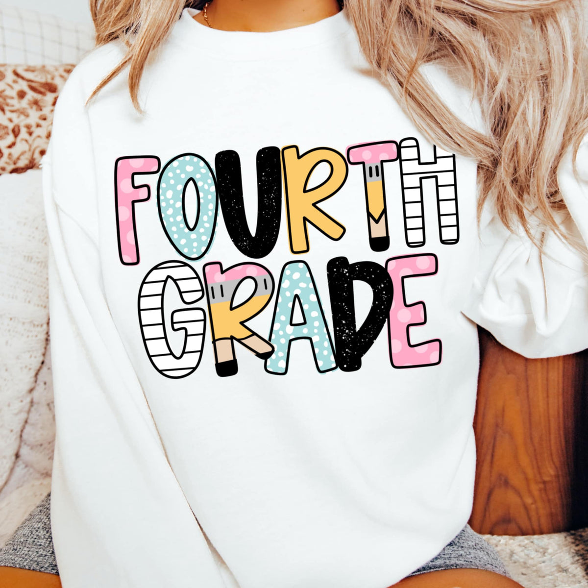Fourth grade pencil/paper font (CMD) 99611 DTF transfer