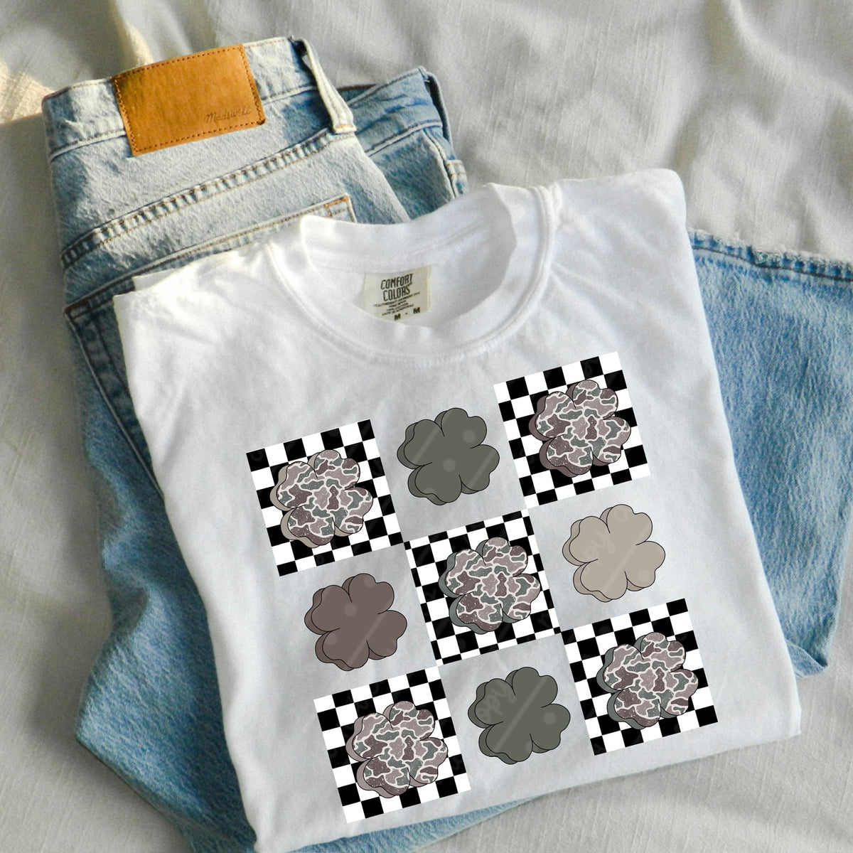 Camo clovers checker grid (MZ) DTF Transfer