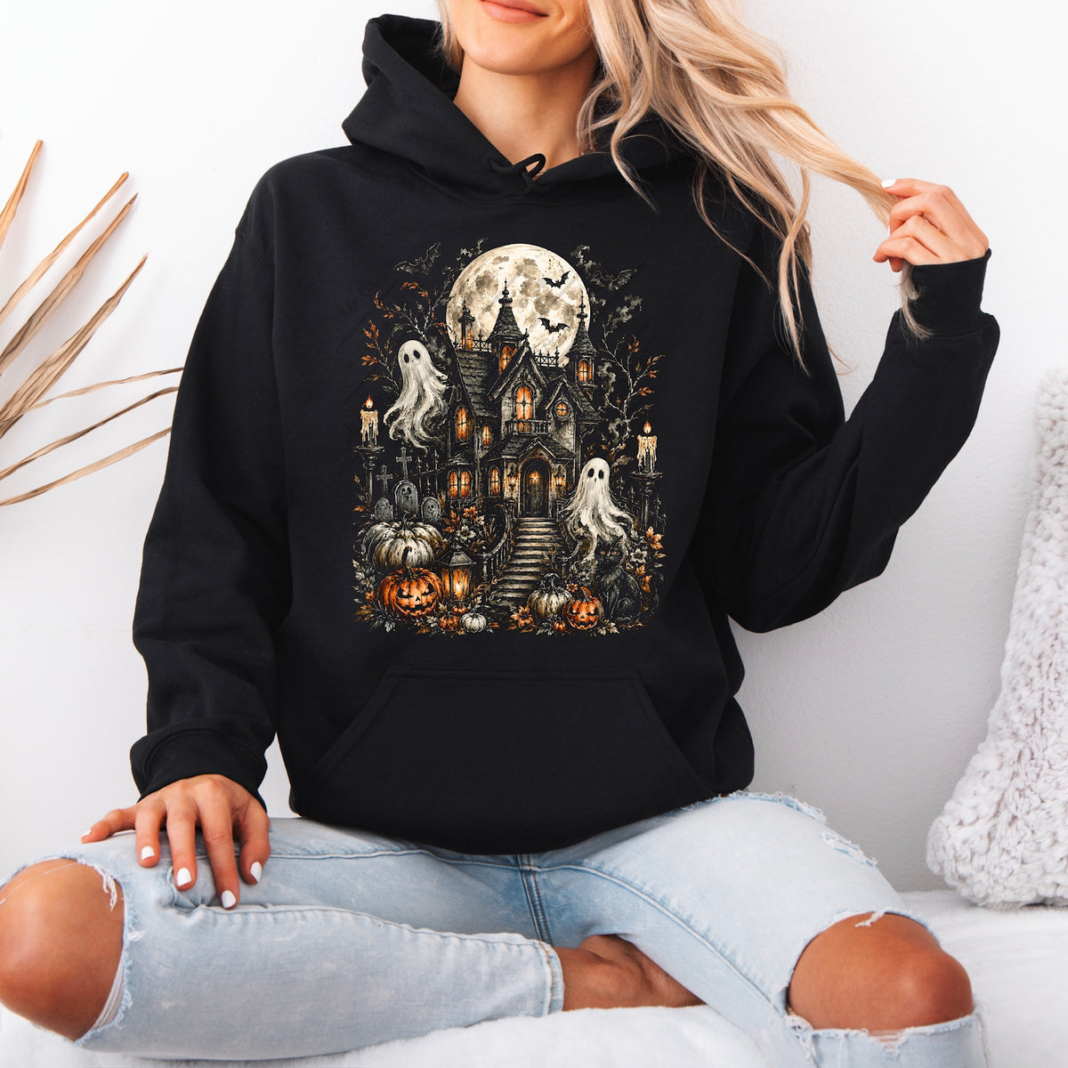 Haunted house with moon Sunday Special DTF transfer