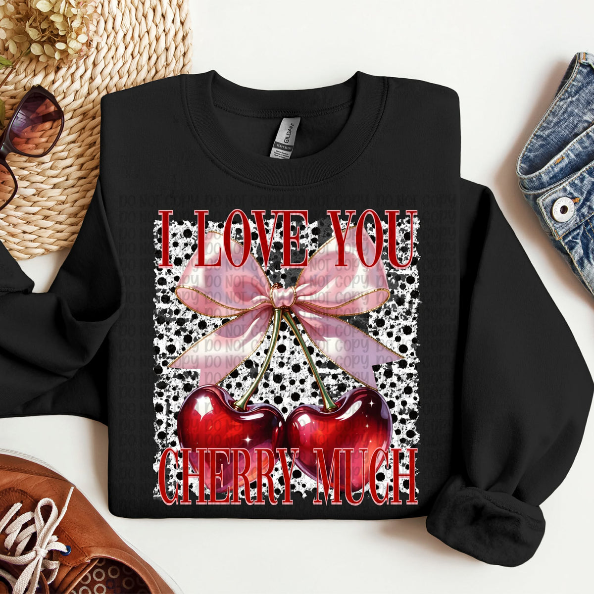 I love you cherry much RED WORDS (VP) DTF transfer