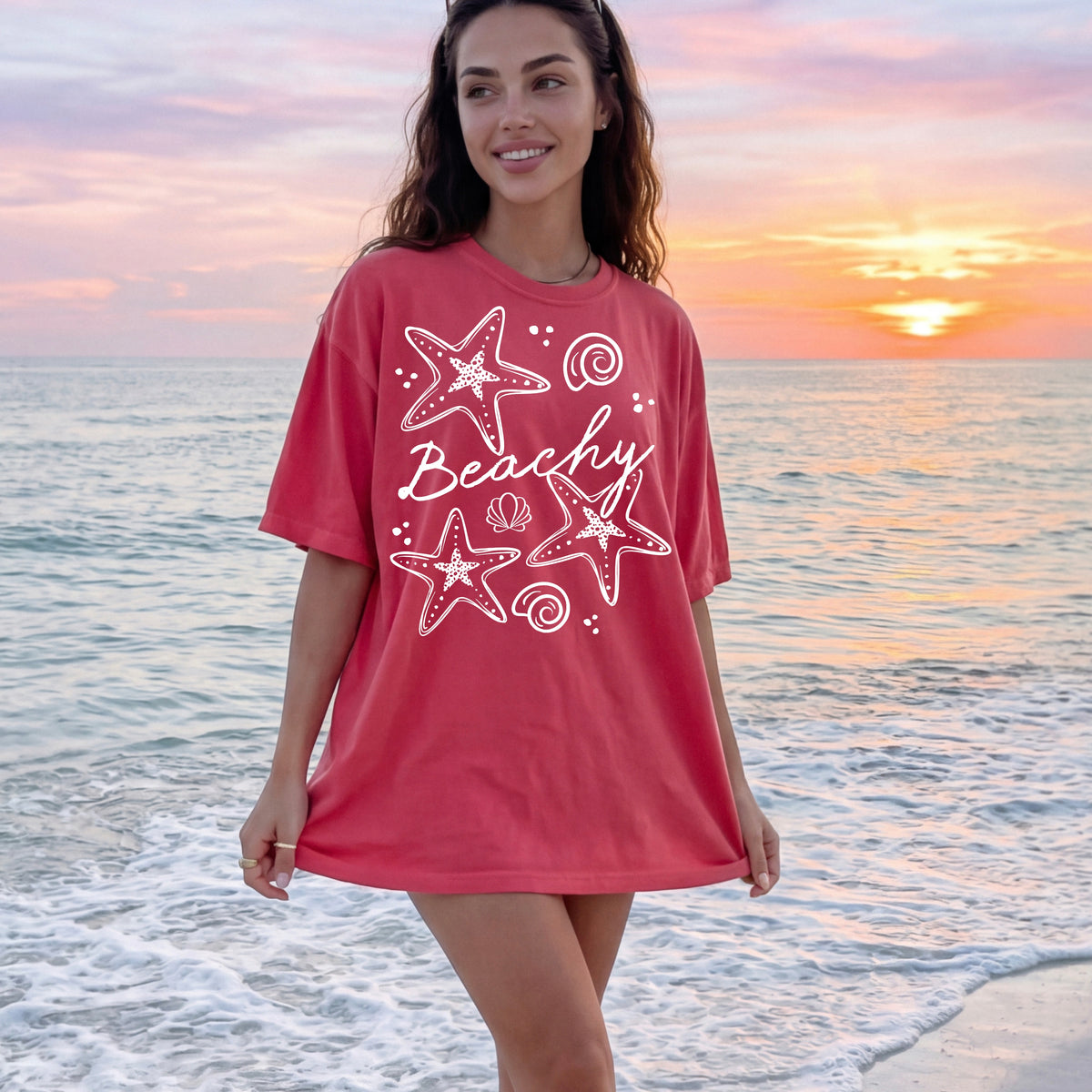 Beachy starfish white (CSC) DTF Transfer