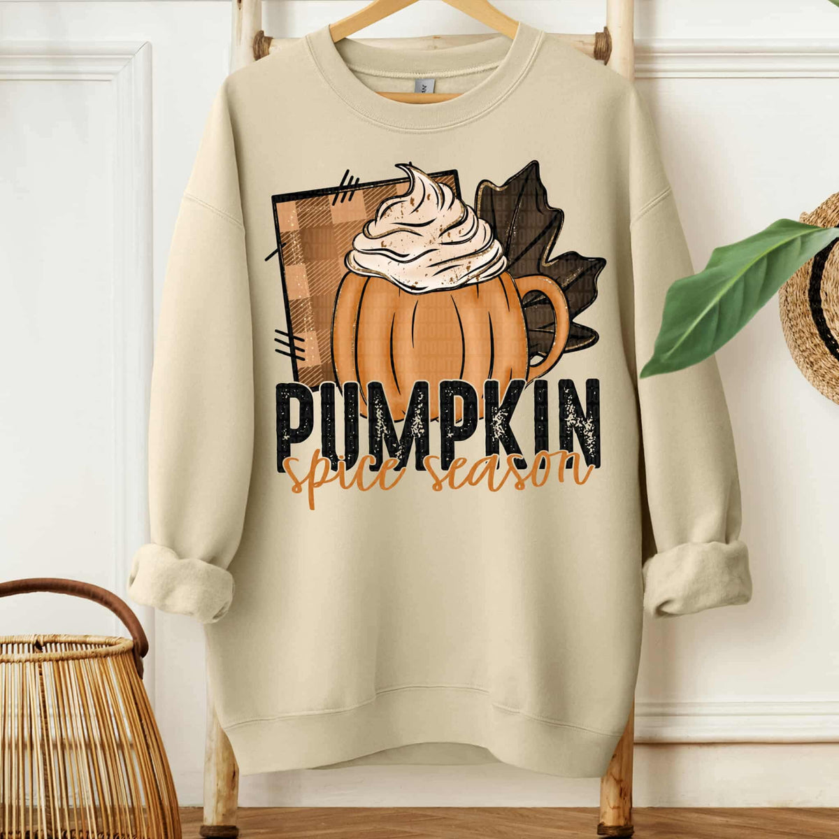 Pumpkin spice season patch pumpkin mug and leaf SDD DTF transfer
