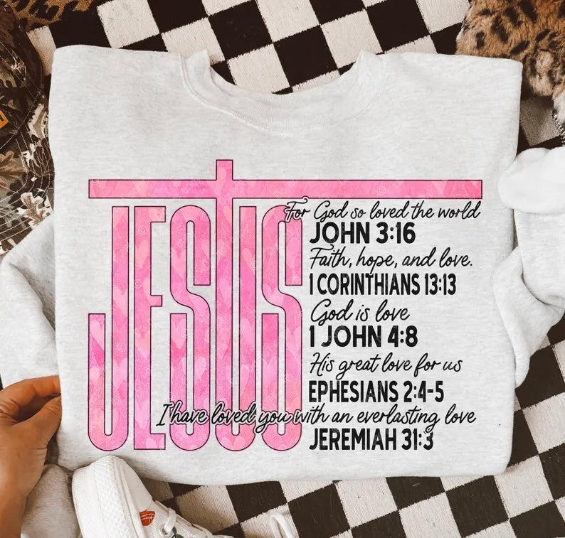 Jesus Bible quotes pink font 98613 DTF transfer