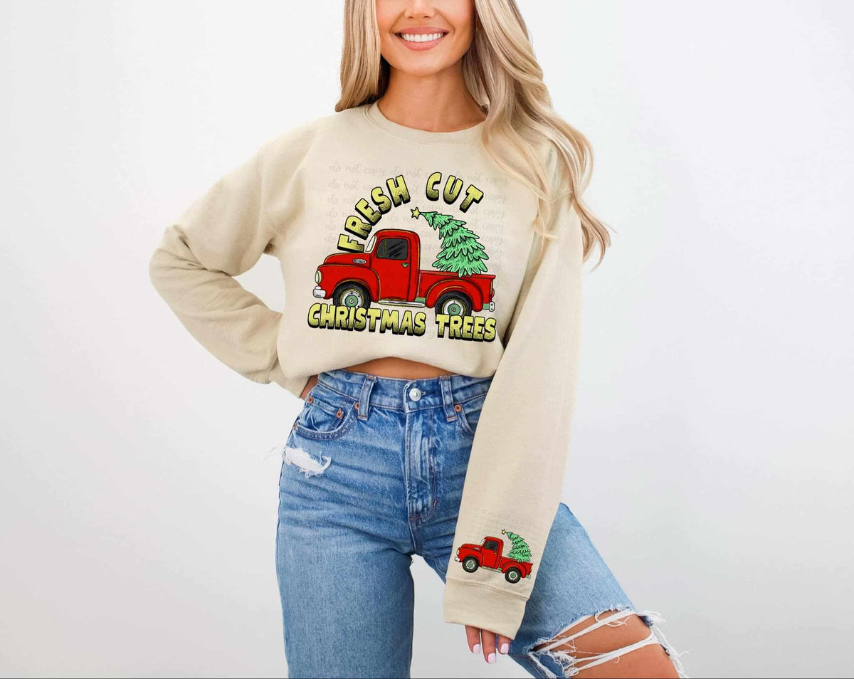 Fresh cut Christmas trees FRONT ONLY 64254 DTF transfer