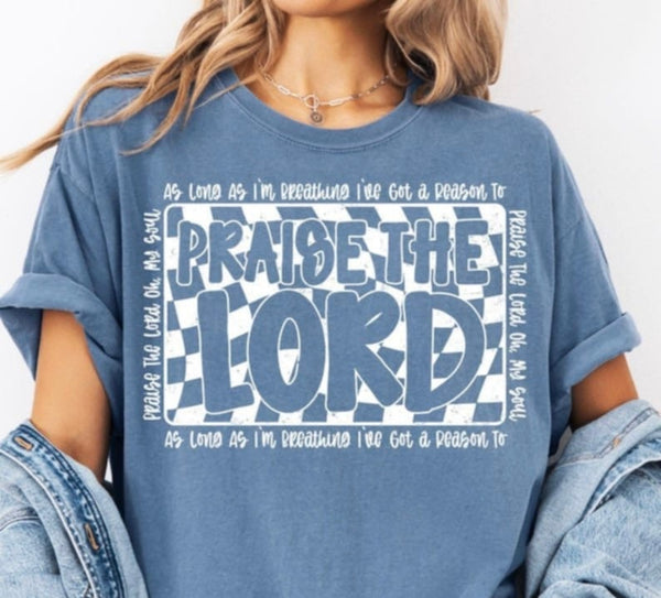 Praise the lord checkered background WHITE 106489 DTF transfer