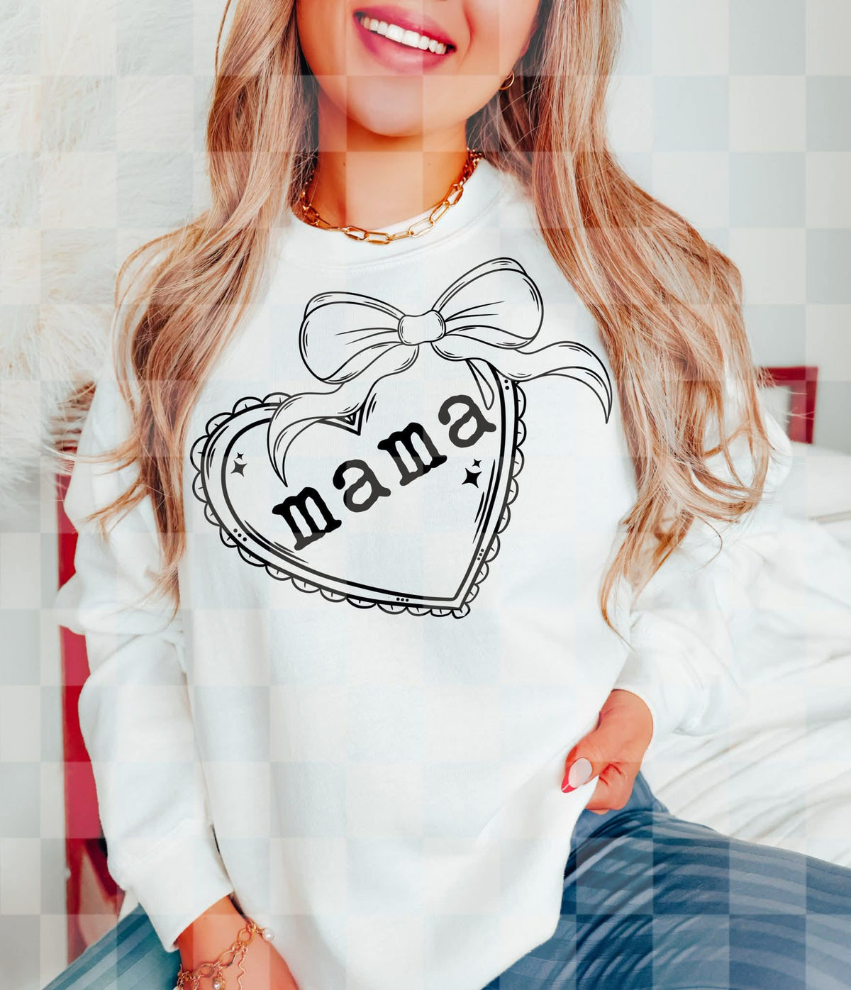 Mama heart and bow (unhinged) DTF TRANSFER