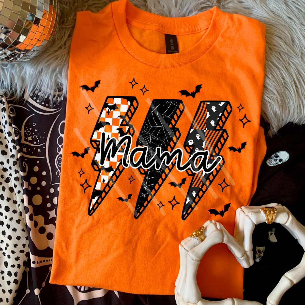 Mama Spooky Lightning Bolts (MZ) 113454 DTF transfer