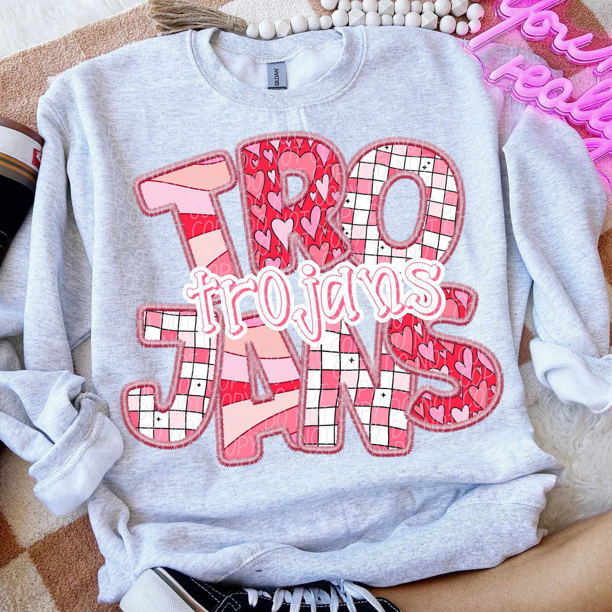 Trojans stacked pink groovy (CITY) 80561 DTF transfer