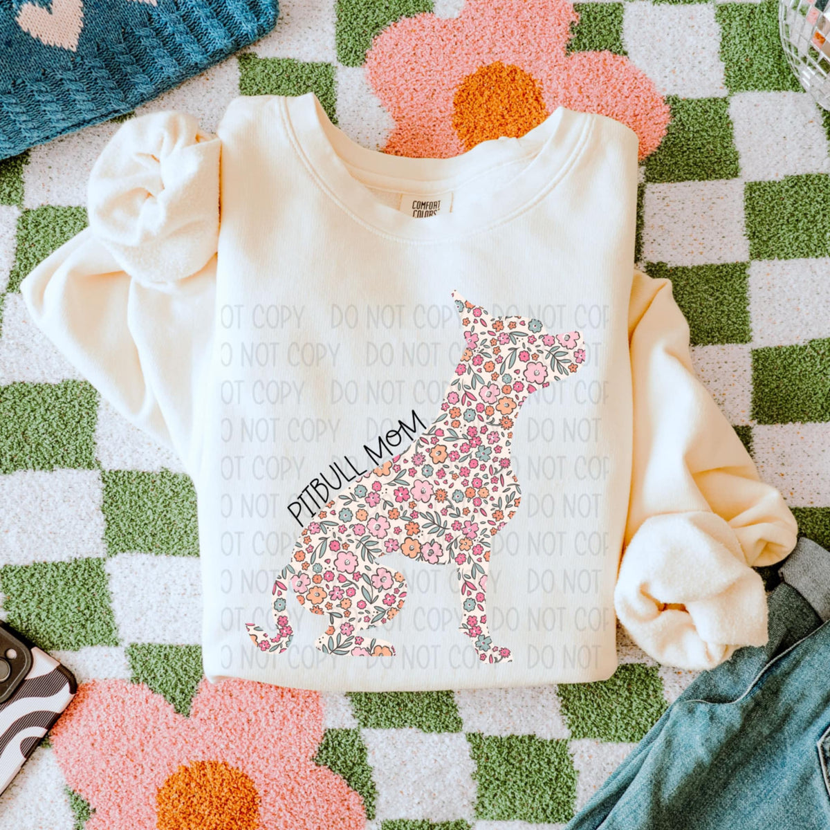Pitbull mom floral puppy (SWD) 85334 DTF transfer