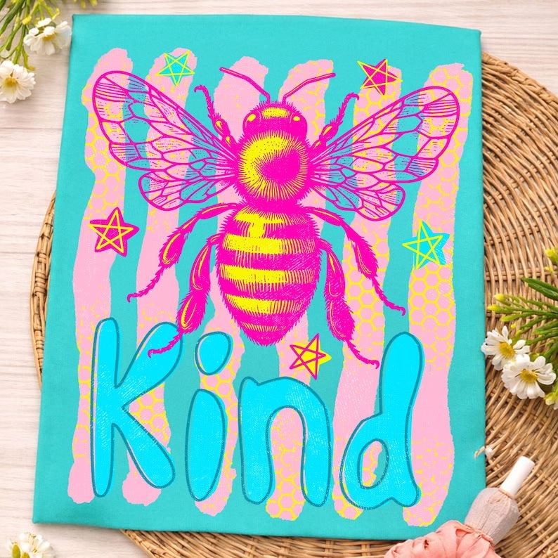 Bee kind wavy stripes Sunday Special DTF transfer