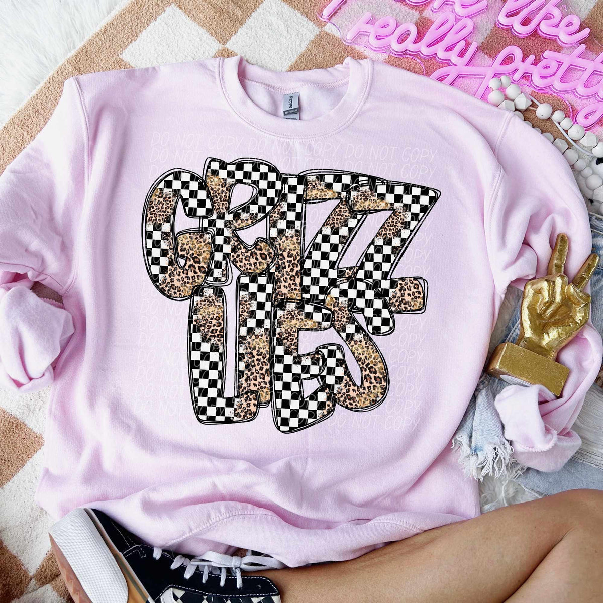 Grizzlies checkered leopard filled (CITY) 53194 DTF transfer