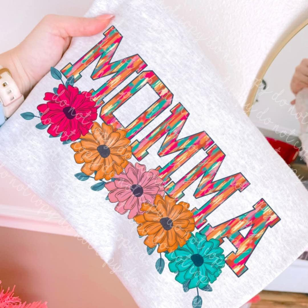 Momma brushstrokes with flowers (MMD) 97896 DTF transfer