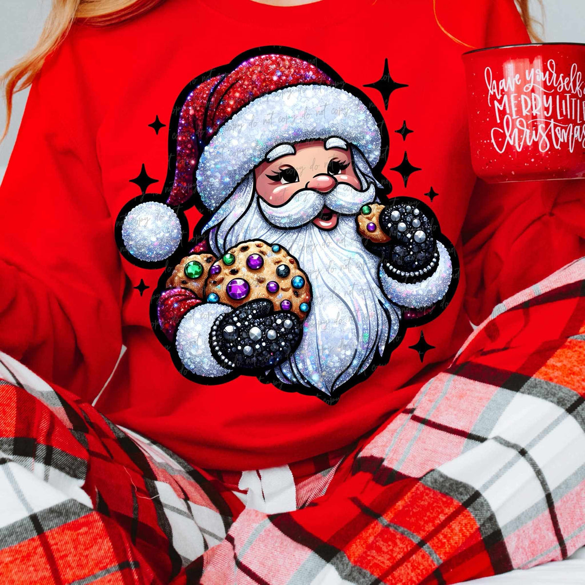 Santa eating cookies 53386 DTF transfers