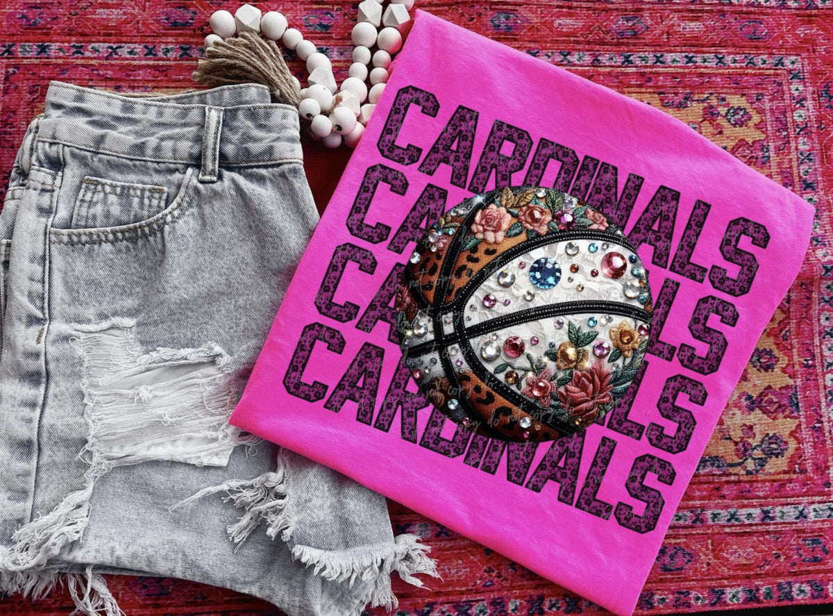 Cardinals bedazzled basketball (VIRGO) 94457 DTF transfer