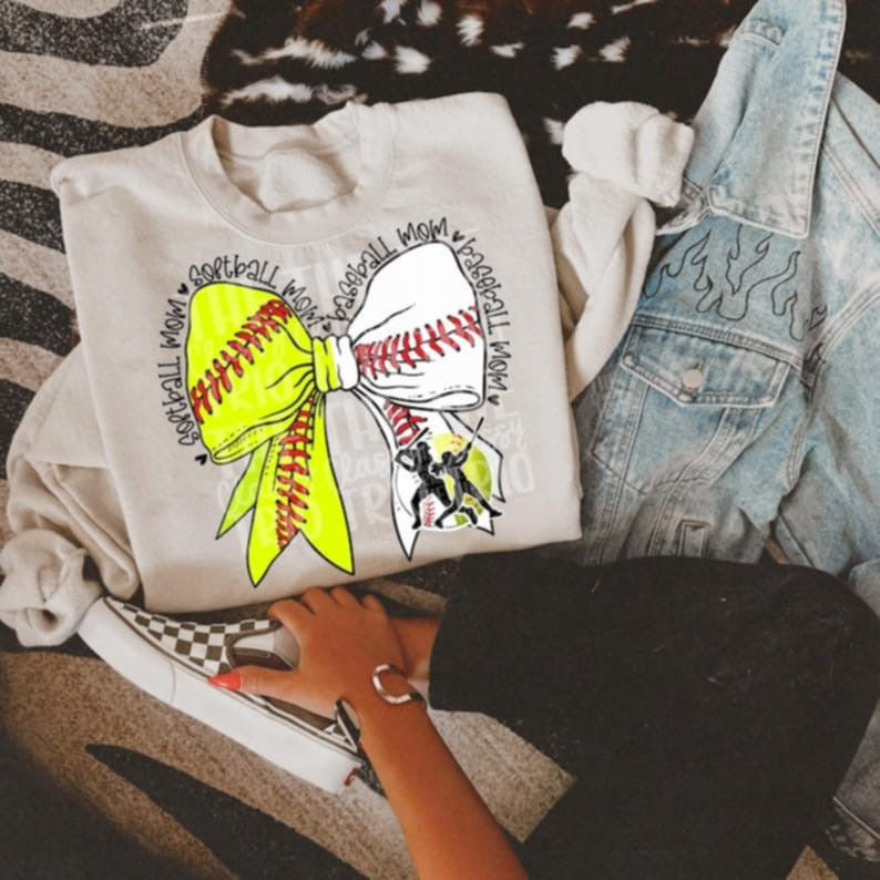 Softball mom baseball mom bow 95126 DTF transfer