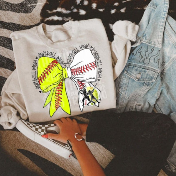 Softball mom baseball mom bow 95126 DTF transfer