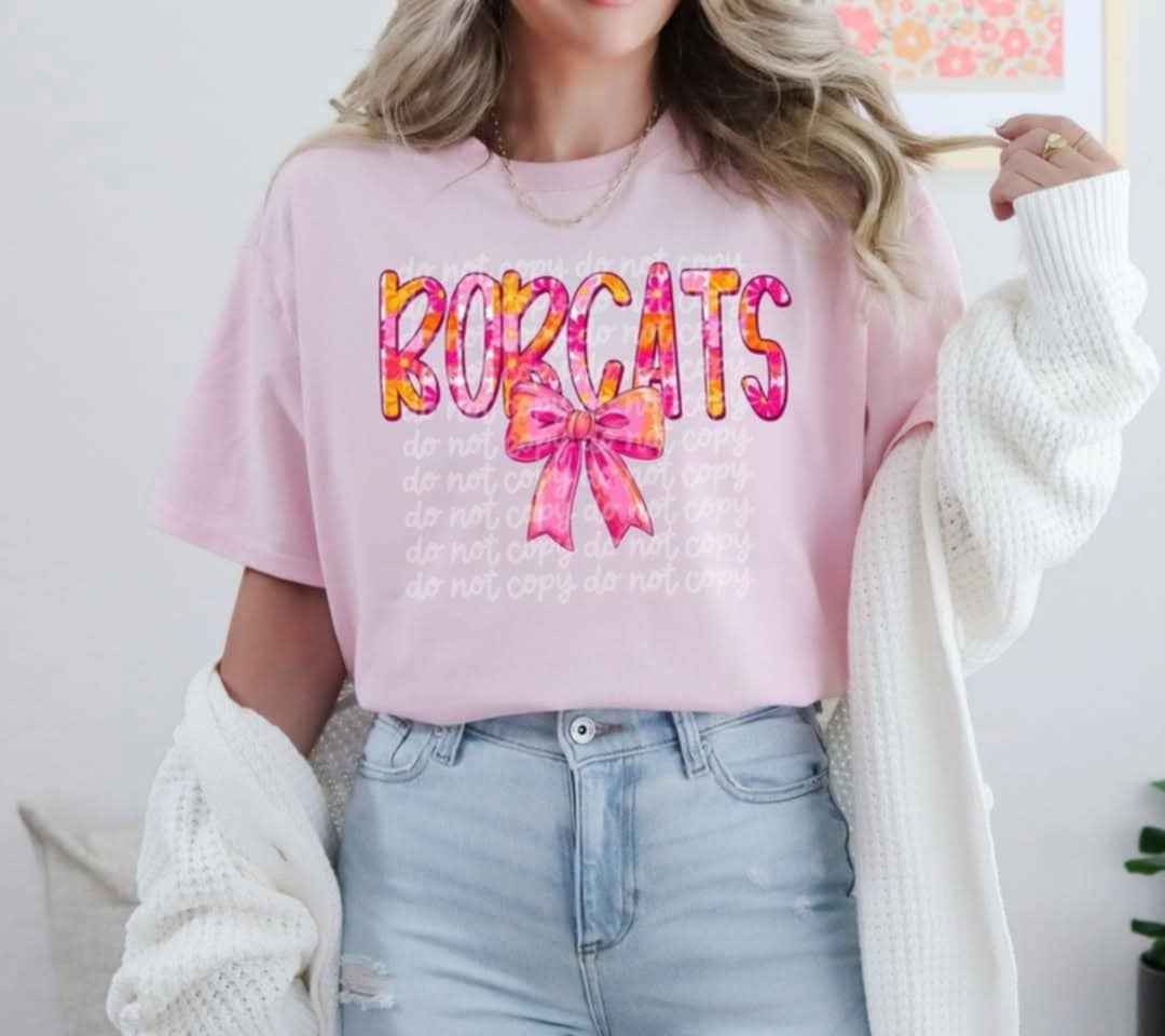 Bobcats pink and orange floral (PH) 93109 DTF transfer