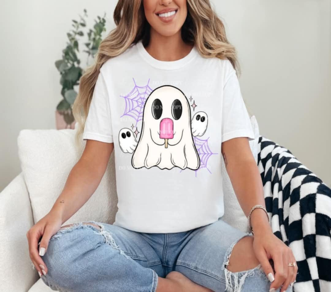 Ghost with popsicle (40E) 96920 DTF transfer