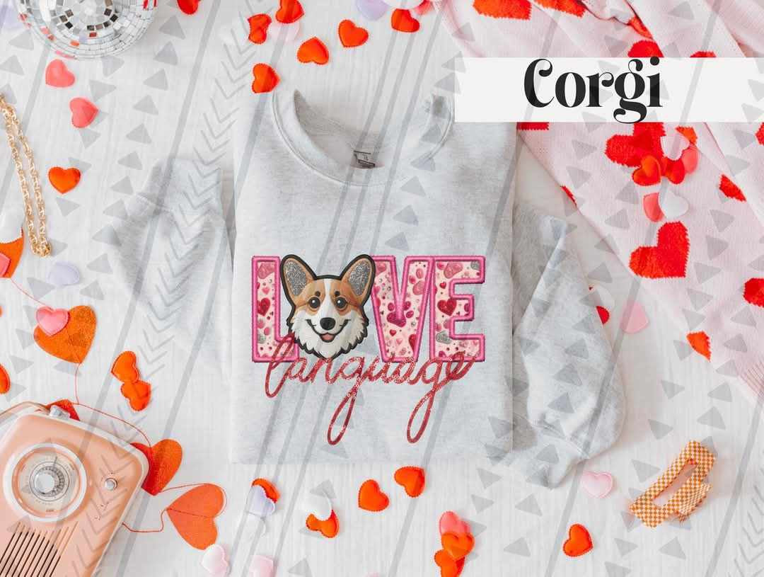 Love language corgi 75420 DTF transfer