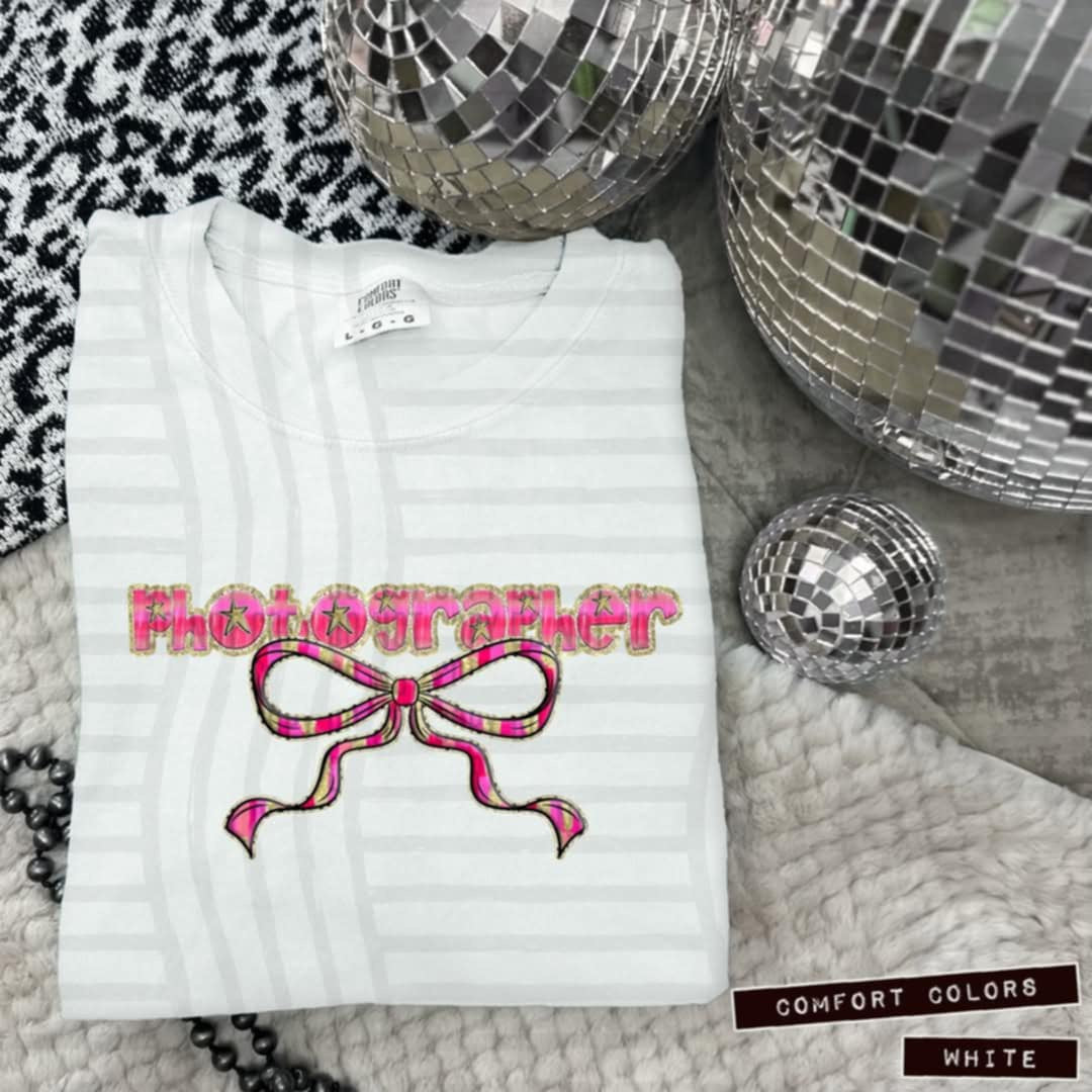 Photographer pink with bow (Caplinger) 100616 DTF transfer