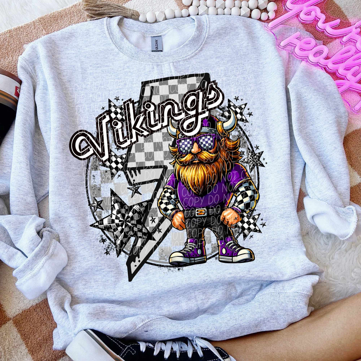 Vikings lightning bolt purple outfit (CITY) 52408 DTF transfer