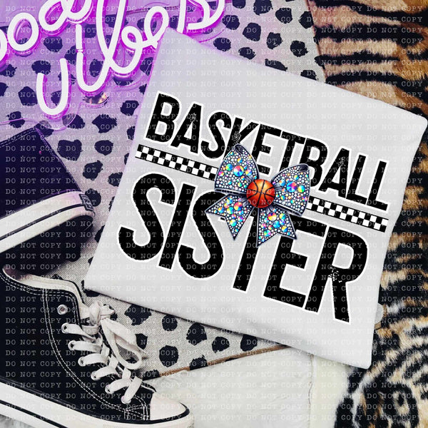 Basketball sister rhinestone bow (ECHT) 58775 DTF transfer