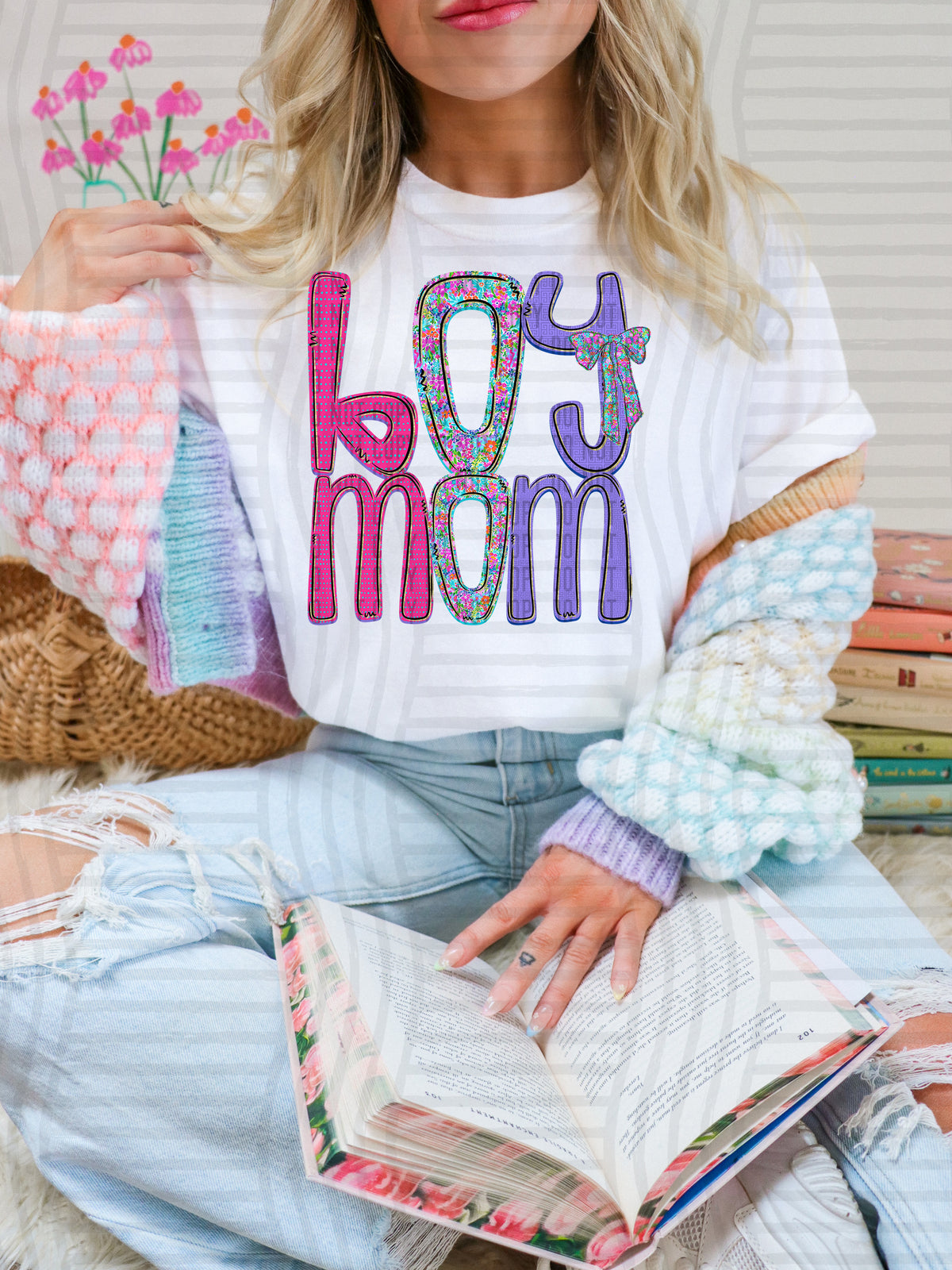 boy mom pastel colors (Caplinger) DTF Transfer