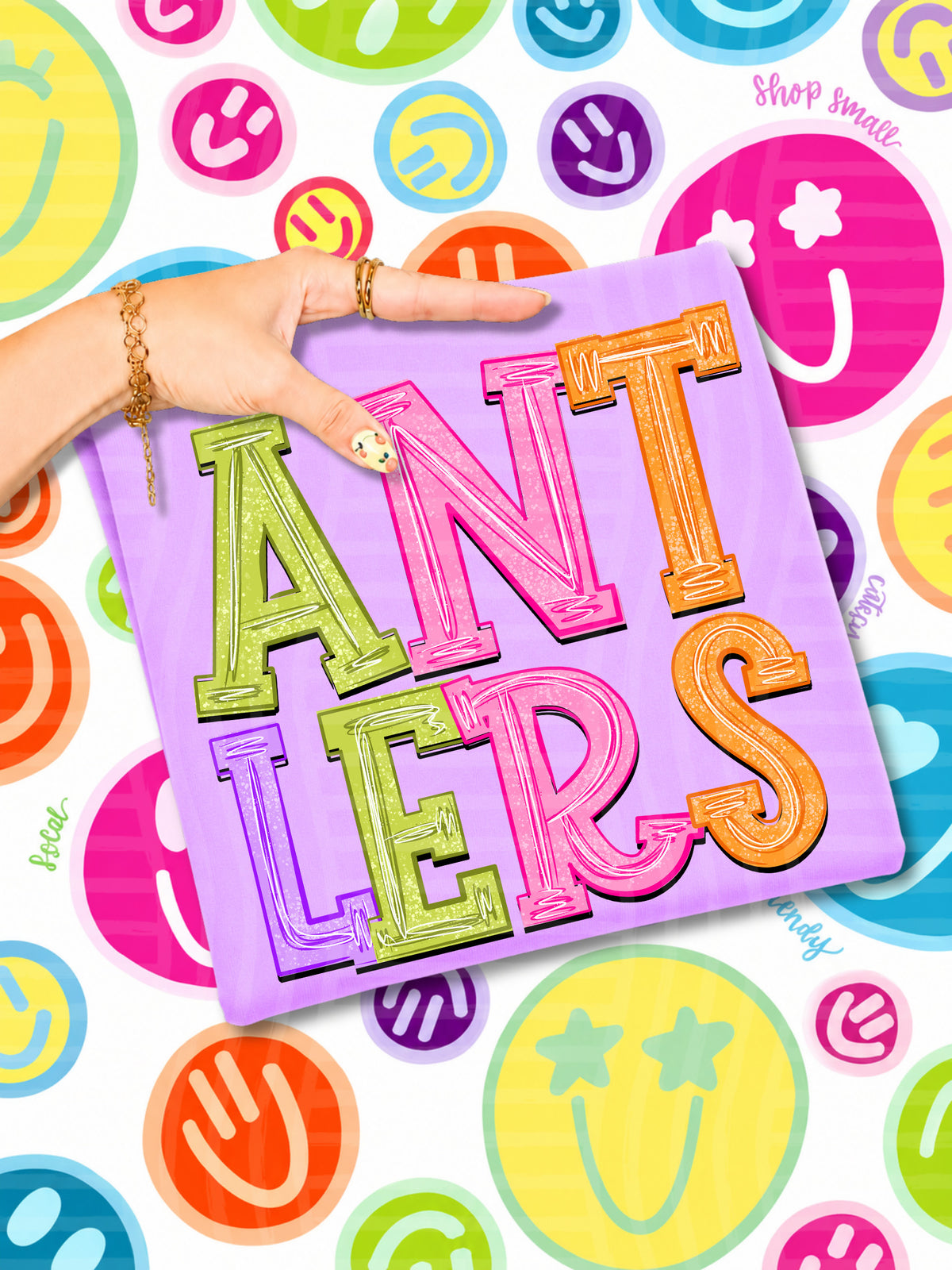 antlers simply colorful stacked (Caplinger) DTF Transfer
