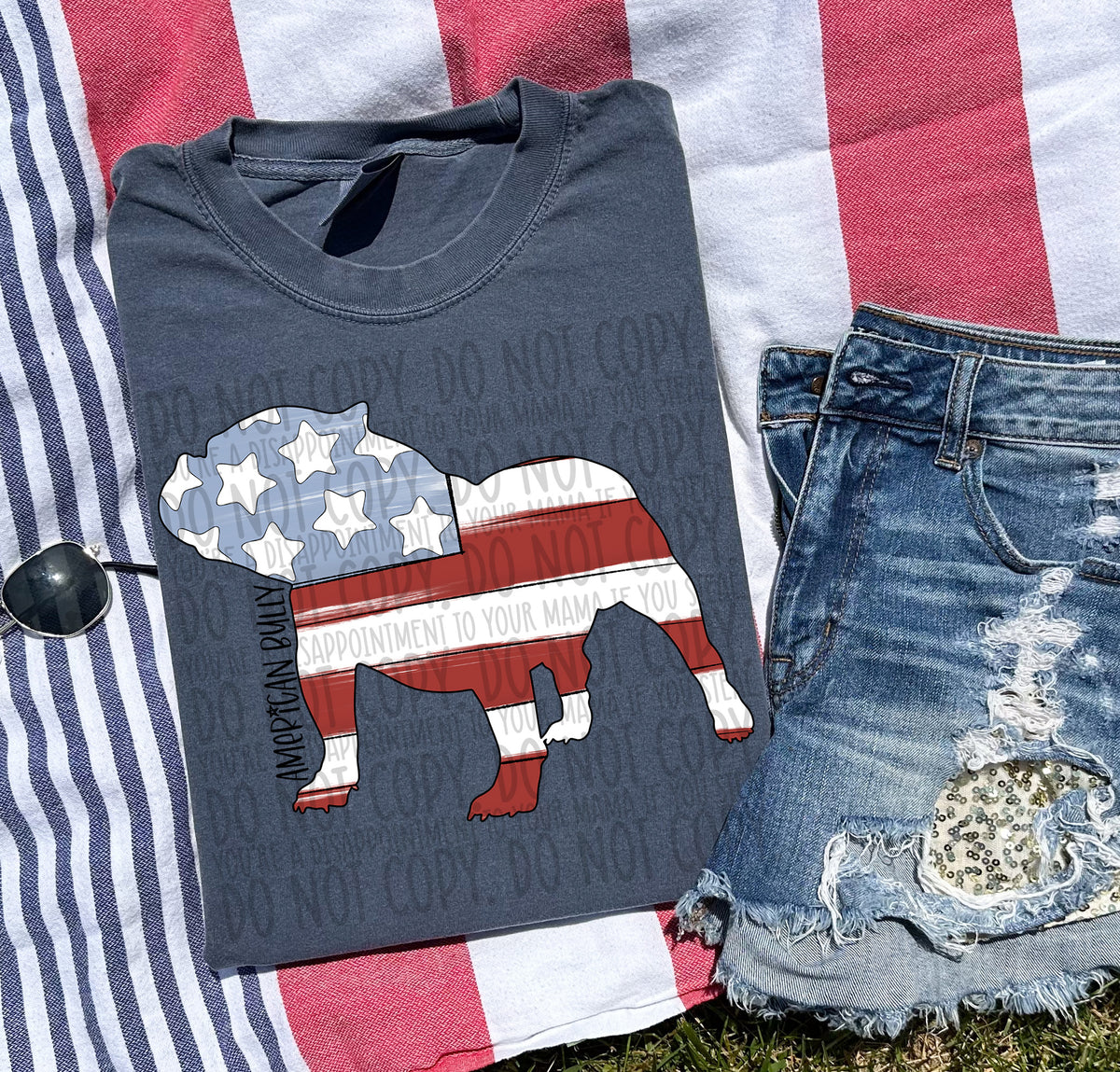 AMERICAN BULLY patriotic black (SWD) DTF transfer