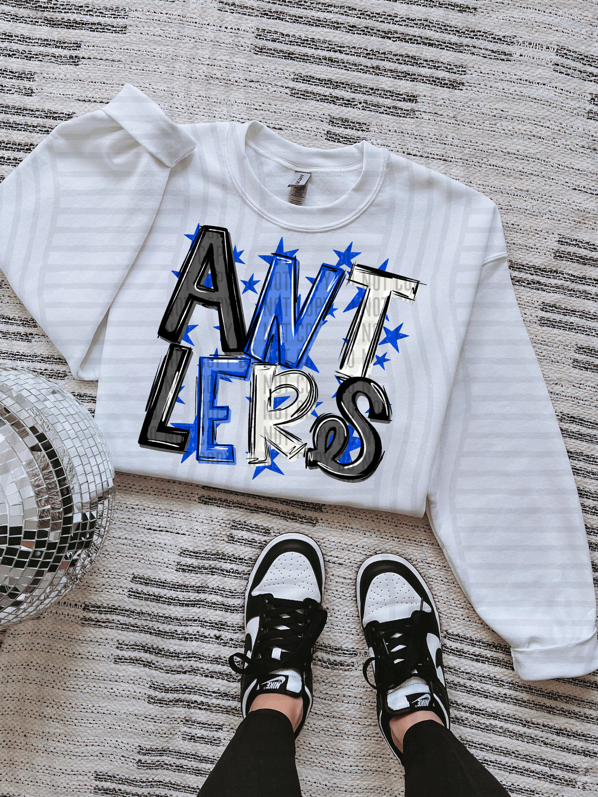 antlers black and blue with blue stars (caplinger) DTF Transfer