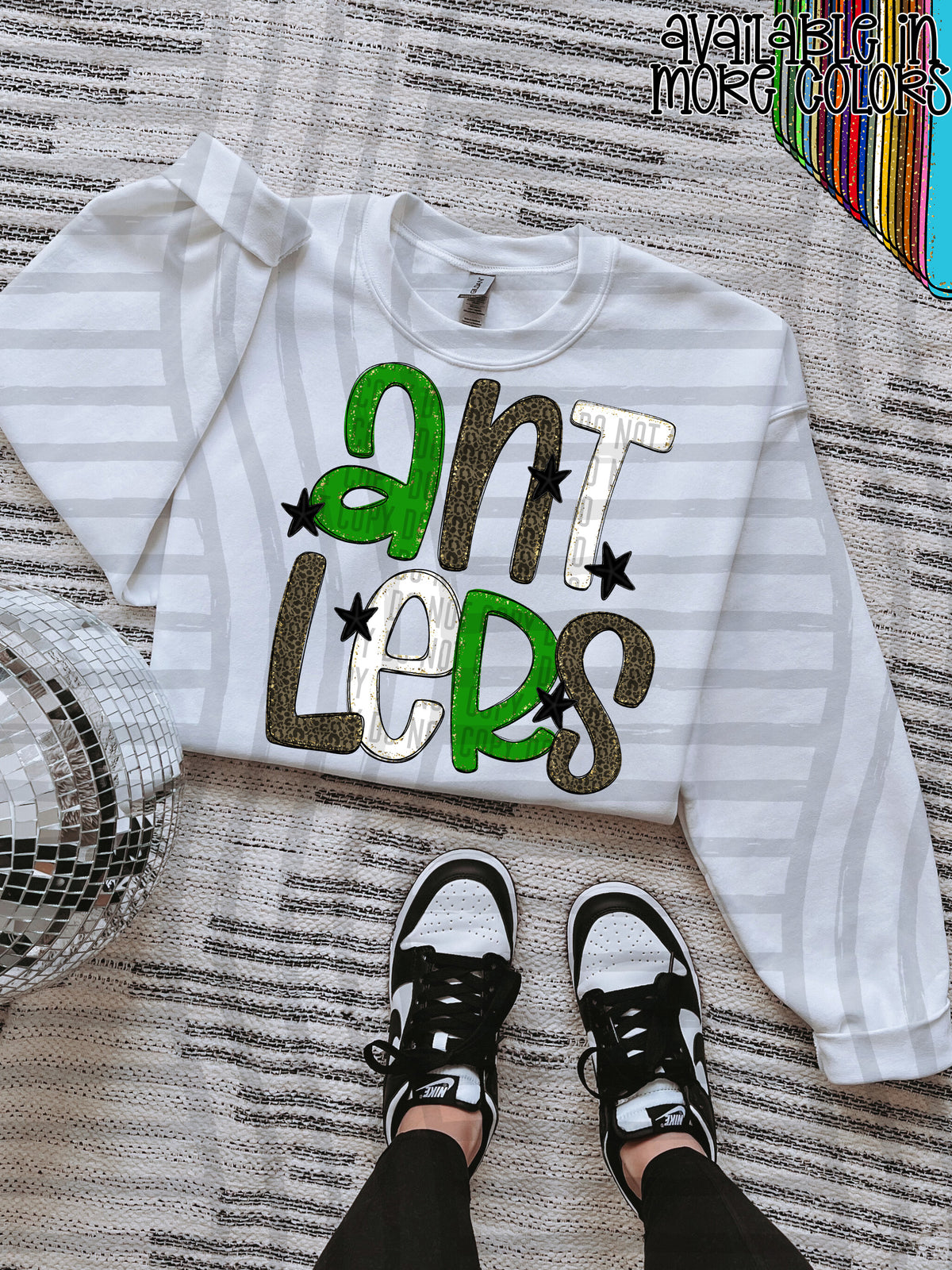 green, gray and white, antlers stacked (Caplinger) DTF Transfer