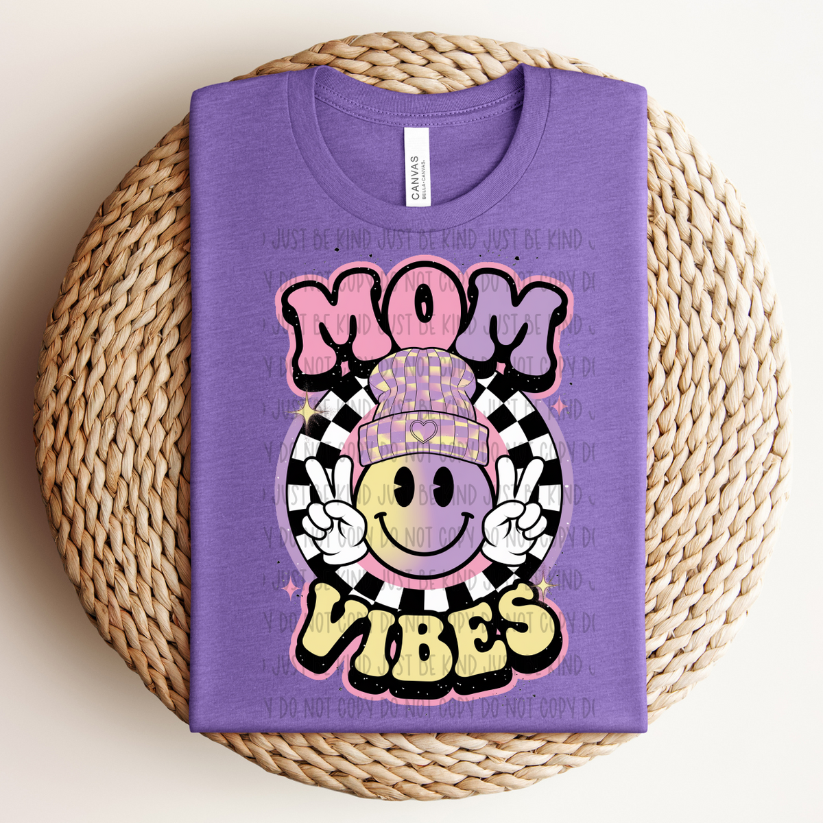Mom Vibes Checkered Smiley (SSD) DTF transfer