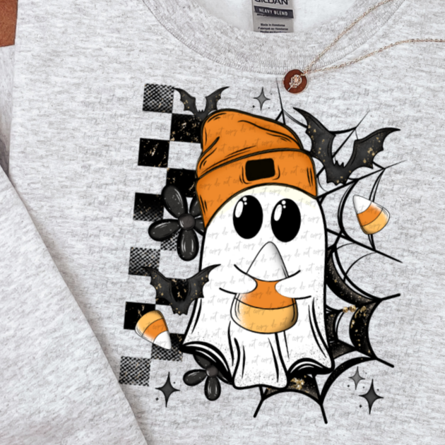 Ghost With Checkered (FRONT ONLY) DTF Transfer