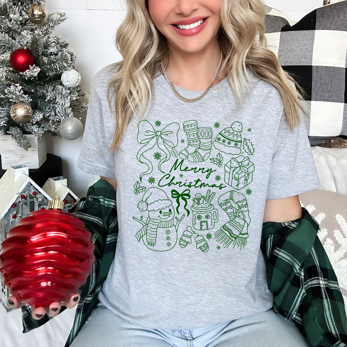 Merry Christmas Green Collage 117617 DTF transfer