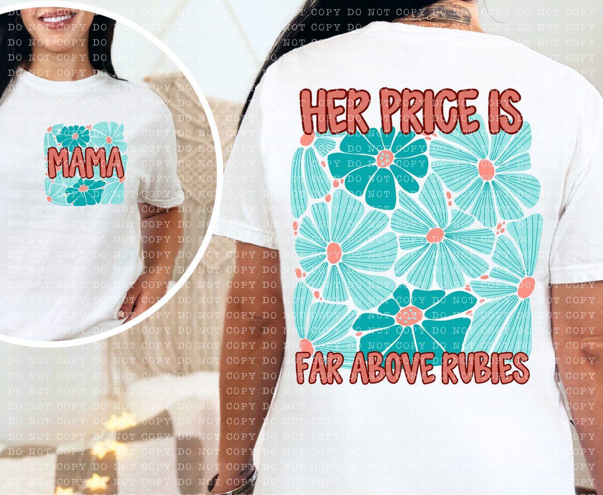 Her price is far above rubies blue BACK (ECHT) 106824 DTF transfer