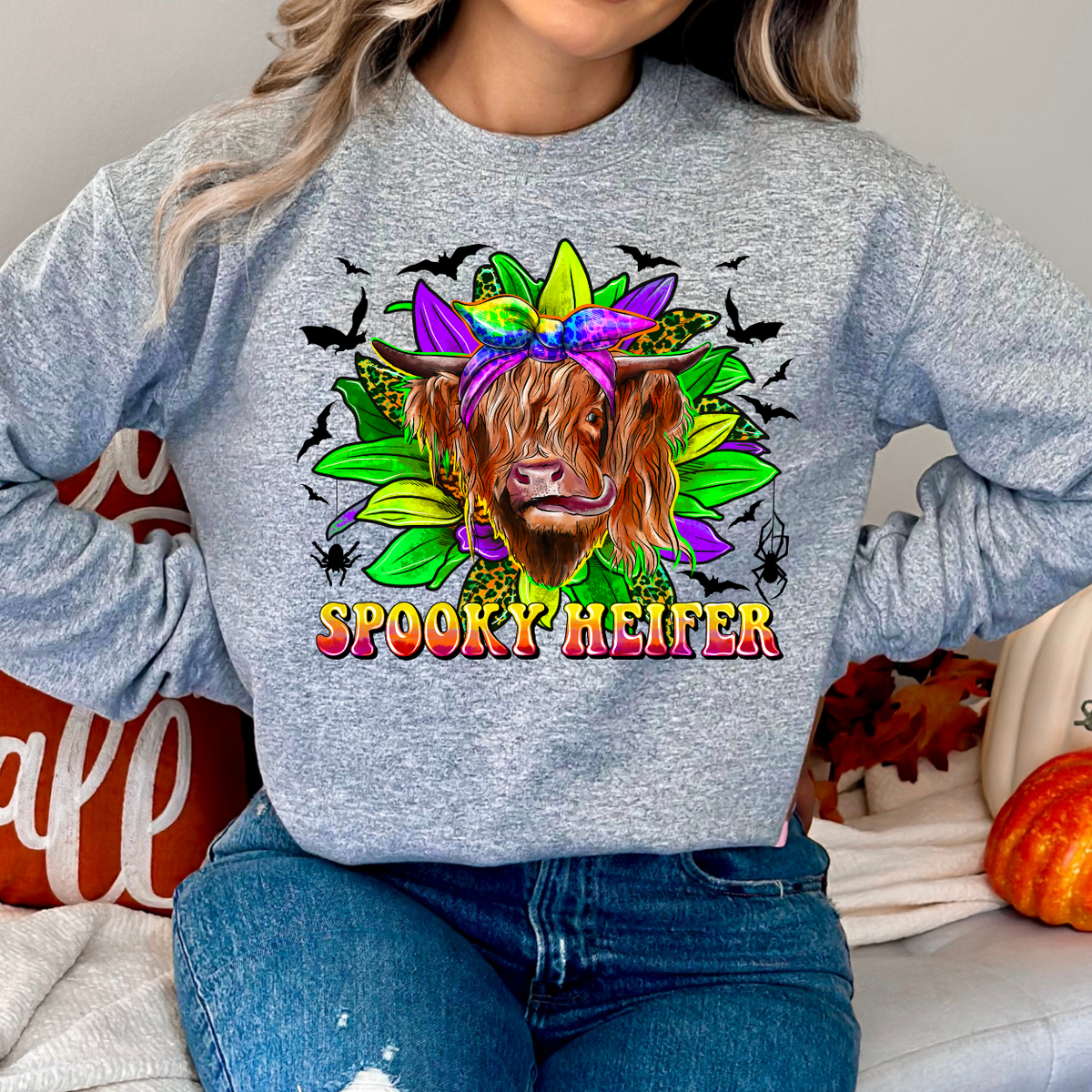 Spooky heifer green sunflower (RD) DTF Transfer
