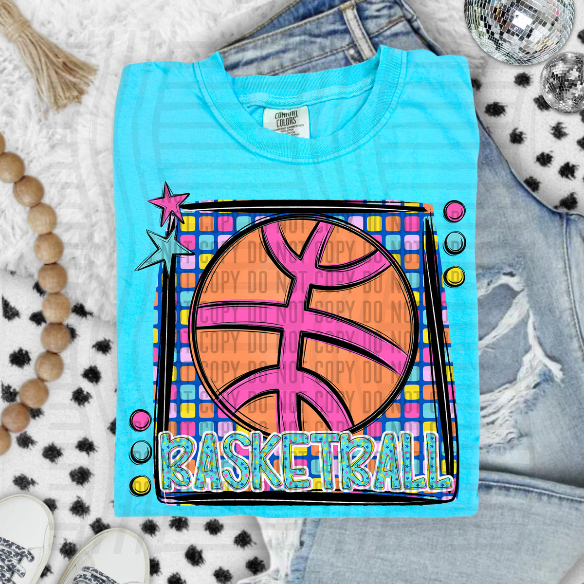 Bright checks basketball (Caplinger) DTF transfer