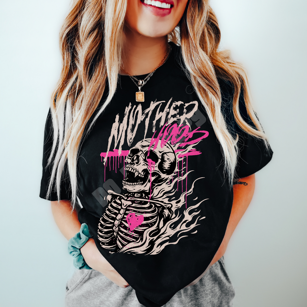 Mother hood skelly pink lettering (Lyttle) DTF transfer