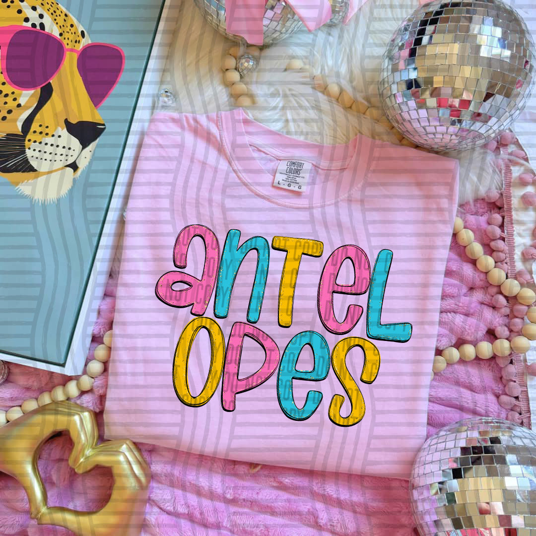 blue yellow and pink antelopes stacked (Caplinger) DTF Transfer