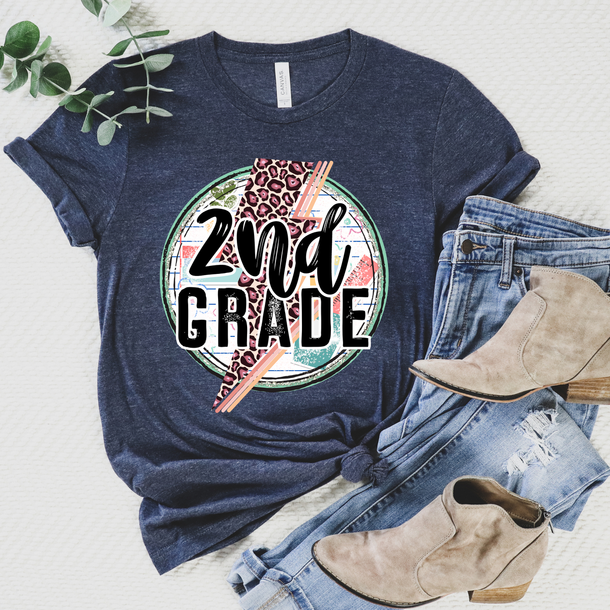 2nd grade circle lightning bolt 2512 DTF TRANSFER