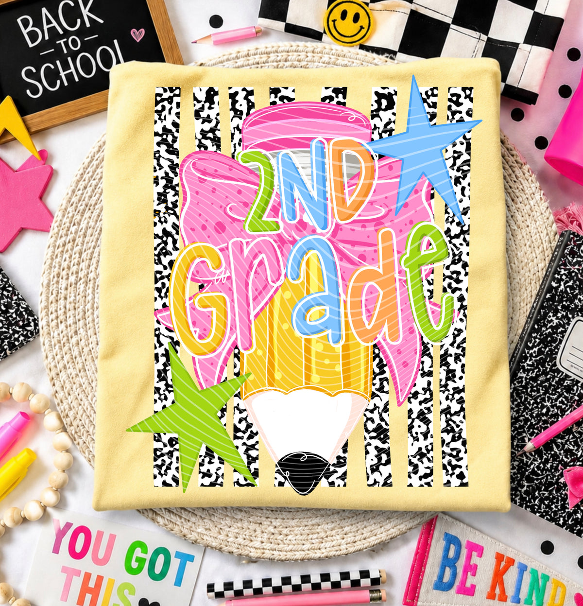 2nd grade composition book stripes (AG) DTF Transfer