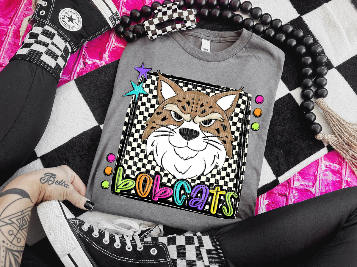 Checkered Preppy Bright Bobcats (Caplinger) DTF transfer