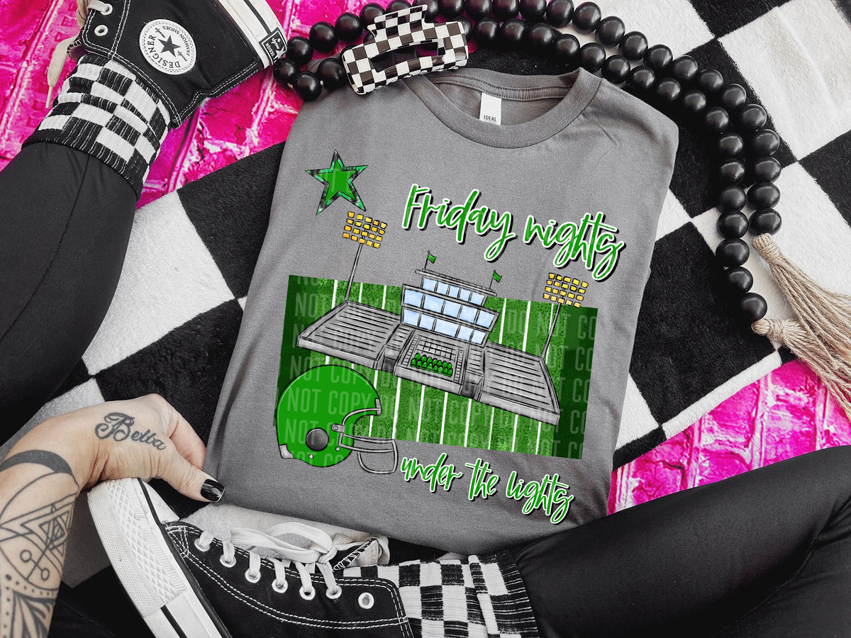 Friday nights under the lights football stadium GREEN (Caplinger) DTF transfer