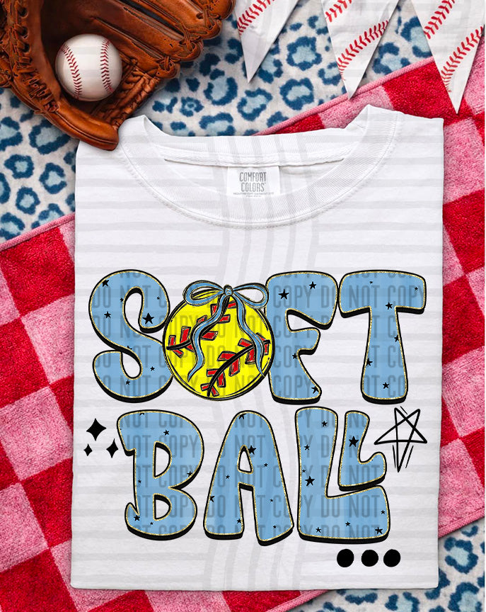 Softball Light Blue (Caplinger) DTF Transfer