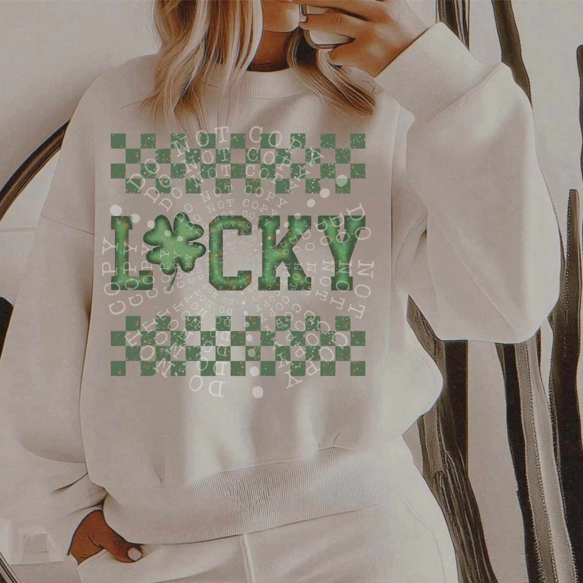 Lucky with clover checkered (LANE) 77577 DTF transfer
