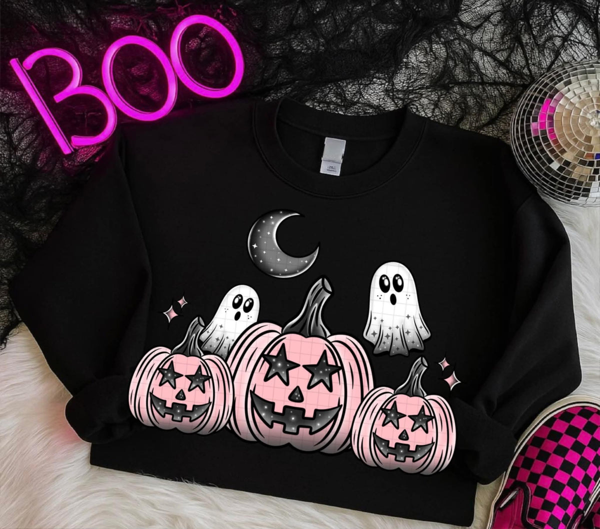 Pink pumpkins with ghosts (Linda) 107871 DTF transfer