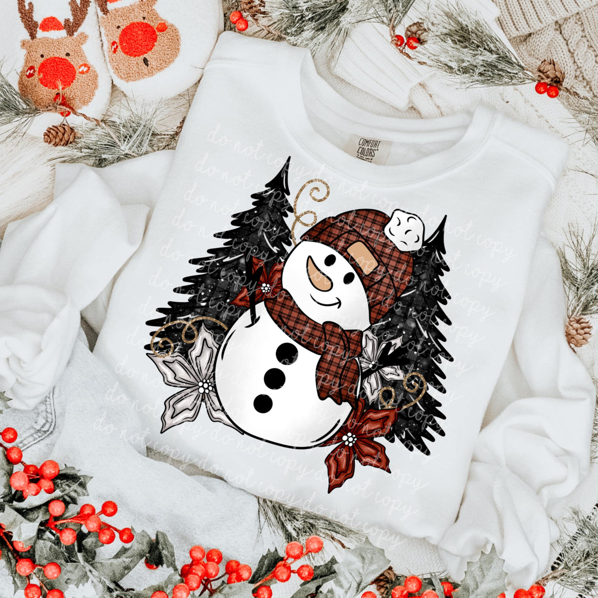 Plaid Snowman and trees (MMD) DTF Transfer