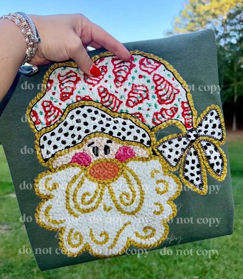 Tree Cake yarn doodle Santa DTF Transfer