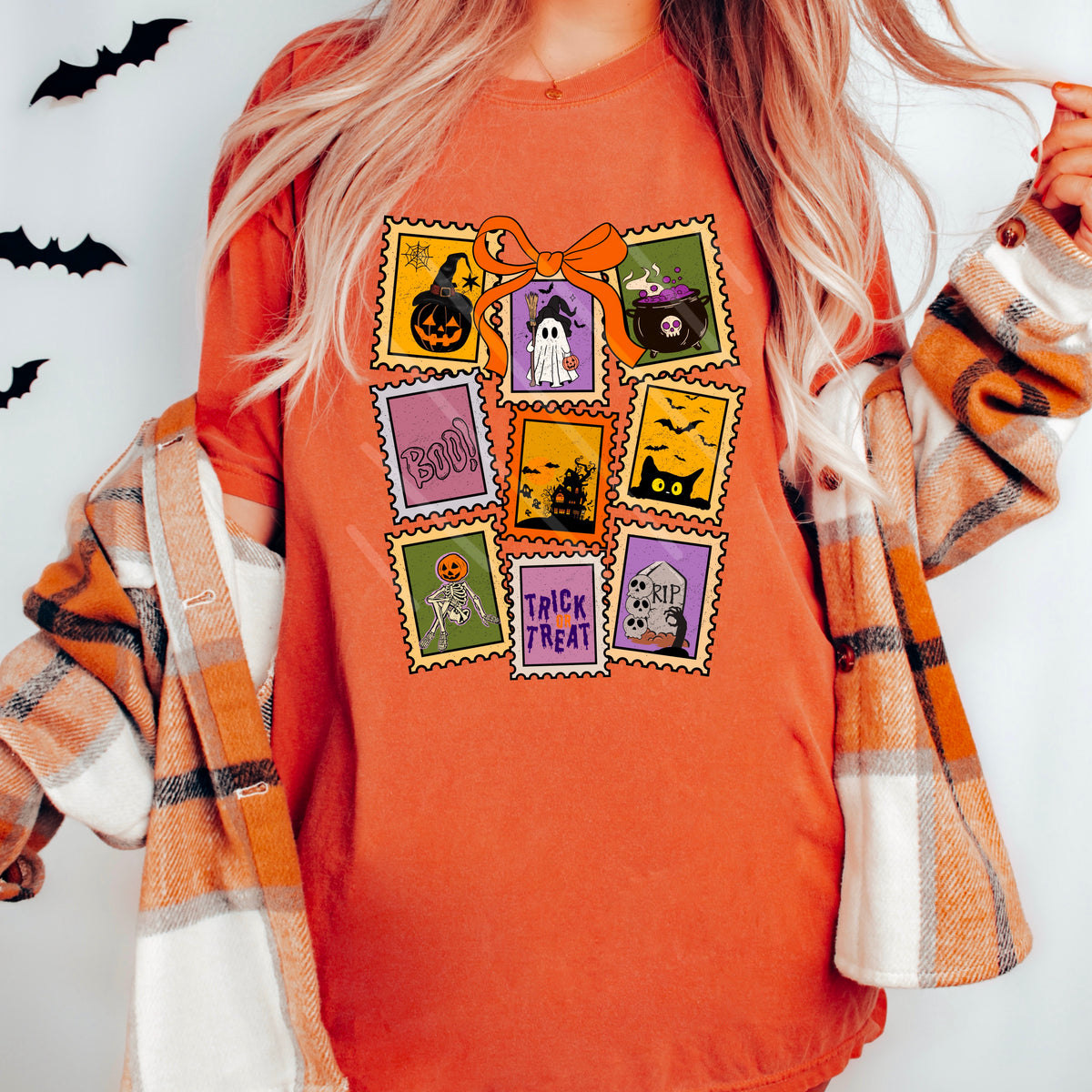 9 Spooky Stamps and Bow 110851 DTF transfer