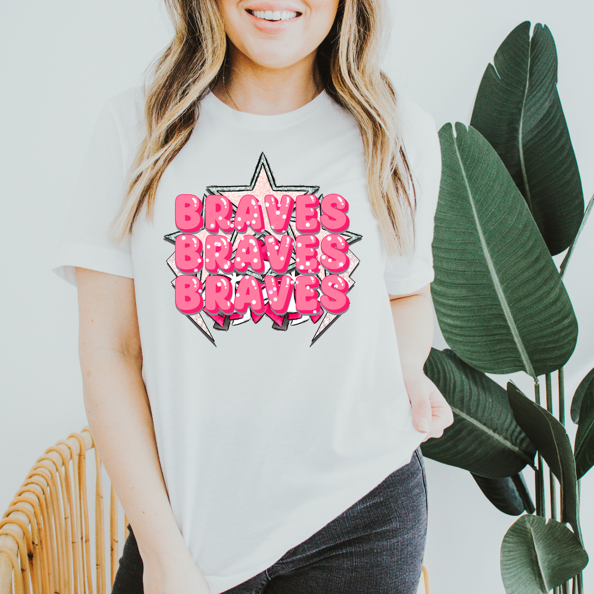 Braves (Pink with Stars) 3038 DTF Transfers